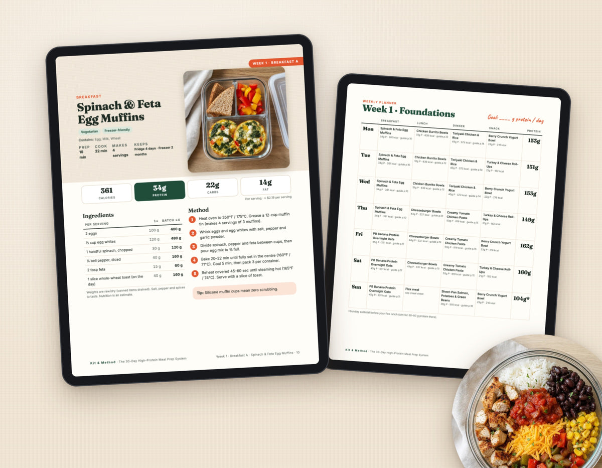 A recipe page with macros on a tablet