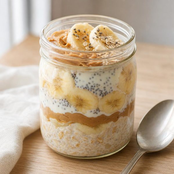 Peanut butter banana protein overnight oats